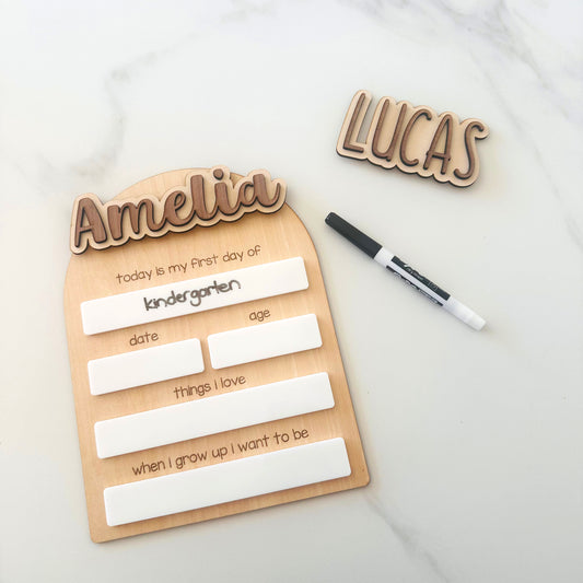 Custom Kids' First day of Kindergarten or School Arch Wooden sign - interchangeable name