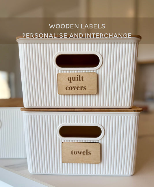 Custom Classic Large Wooden Interchangeable Storage Labels