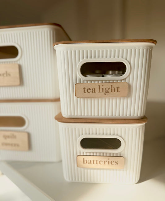 Custom Classic Medium Wooden Interchangeable Storage Labels