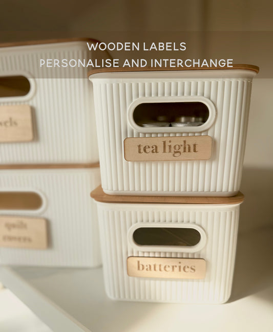 Custom Classic Medium Wooden Interchangeable Storage Labels