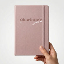 Load image into Gallery viewer, Champagne Pink Personalised A5 PU Leather Journal Notebook - Retro Design UV Printed
