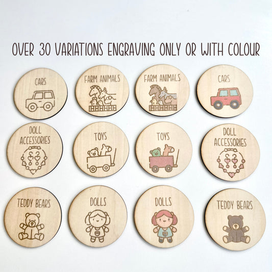Wooden Kids Toy Storage Labels