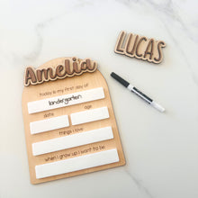 Load image into Gallery viewer, Custom Kids' First day of Kindergarten or School Arch Wooden sign - interchangeable name
