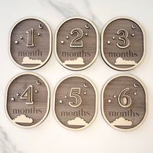 Load image into Gallery viewer, Baby Moon and Stars Wooden Milestone Cards - 12 Months
