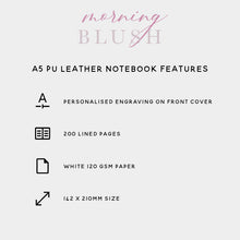 Load image into Gallery viewer, Champagne Pink Personalised A5 PU Leather Journal Notebook
