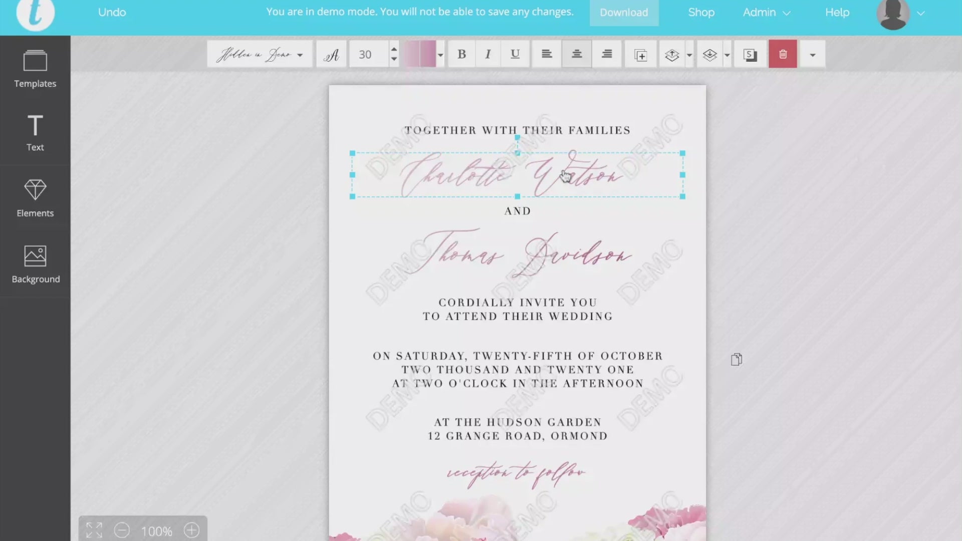 Charlotte Floral Wedding Invitation Suite