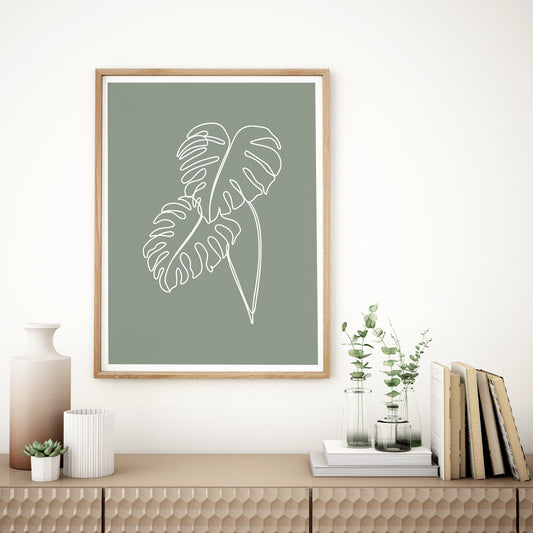 Monstera One-Line Printable Wall Art