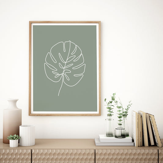 Single Monstera One-Line Printable Wall Art